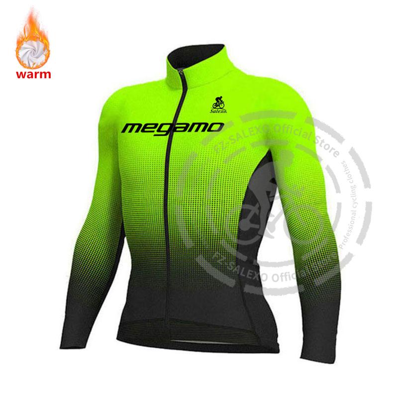 Megamo Set Termico Invernale in Pile a Manica Lunga per Ciclismo Abbigliamento Mountain Bike Maglie da Bicicletta da Uomo Abbigliamento Maillot Ropa Ciclismo