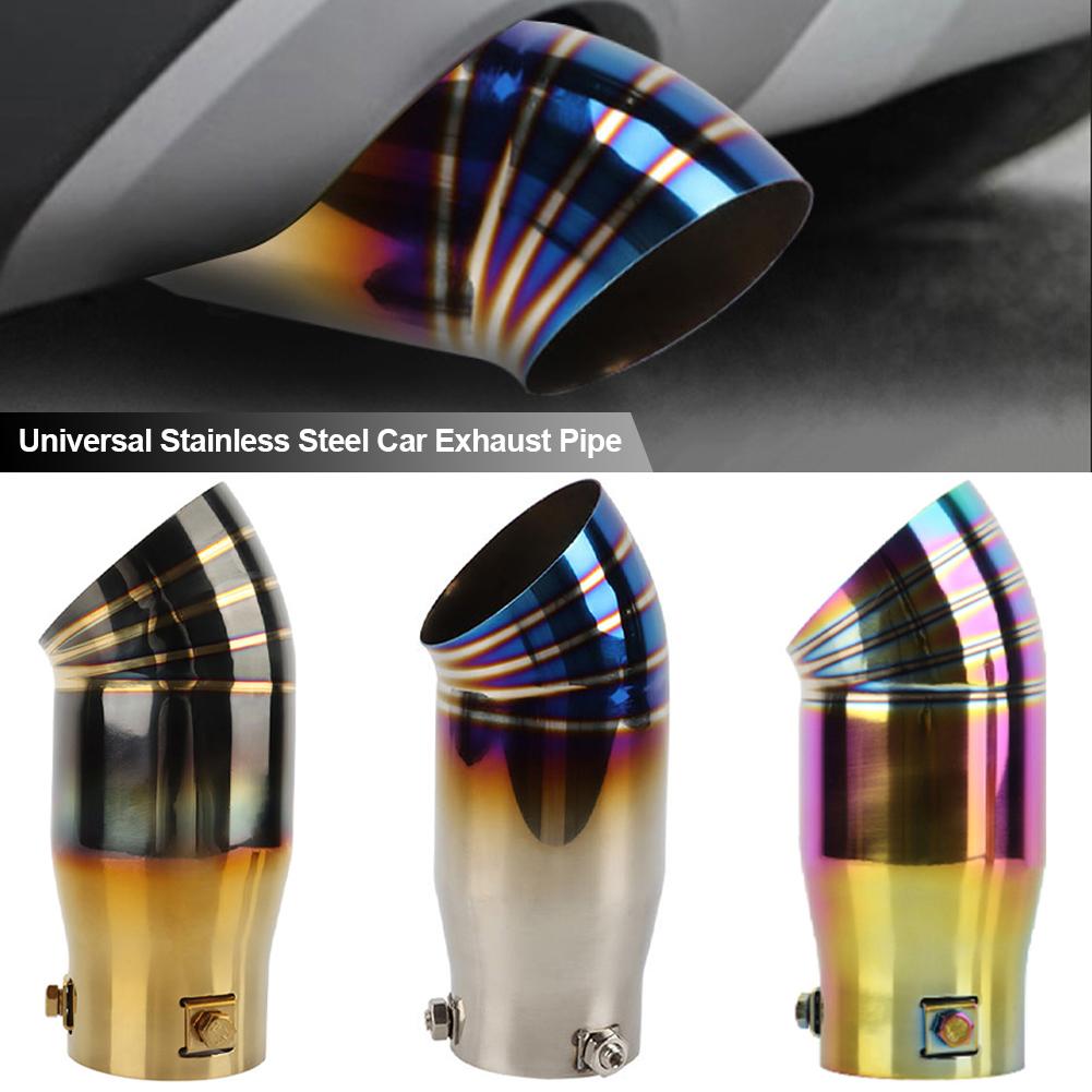 Universal 76mm Baked Blue Stainless Steel Car Exhaust Pipe Rear Noise Canceller Muffler End Tail Pipe Outlet Tailpipe