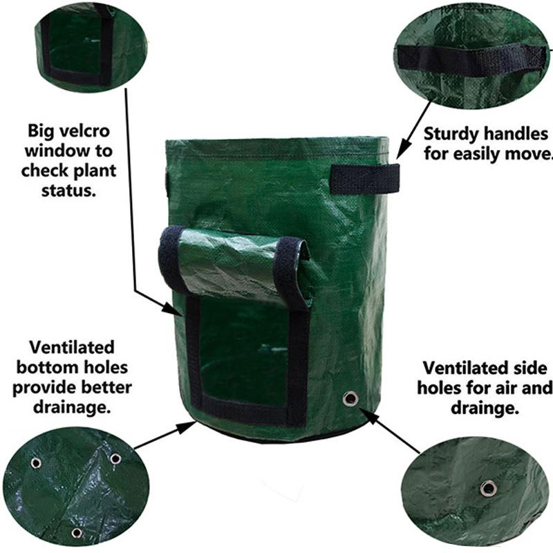 1PC Garden Potato Grow Bag PE Fabrics Gardening Thicken Pot Vegetables Planter Tub with Handles and Access Flap
