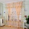 Printed Tulip Window Screen Polyester Sheer Curtains Fashion Drape Curtain  For Living Room