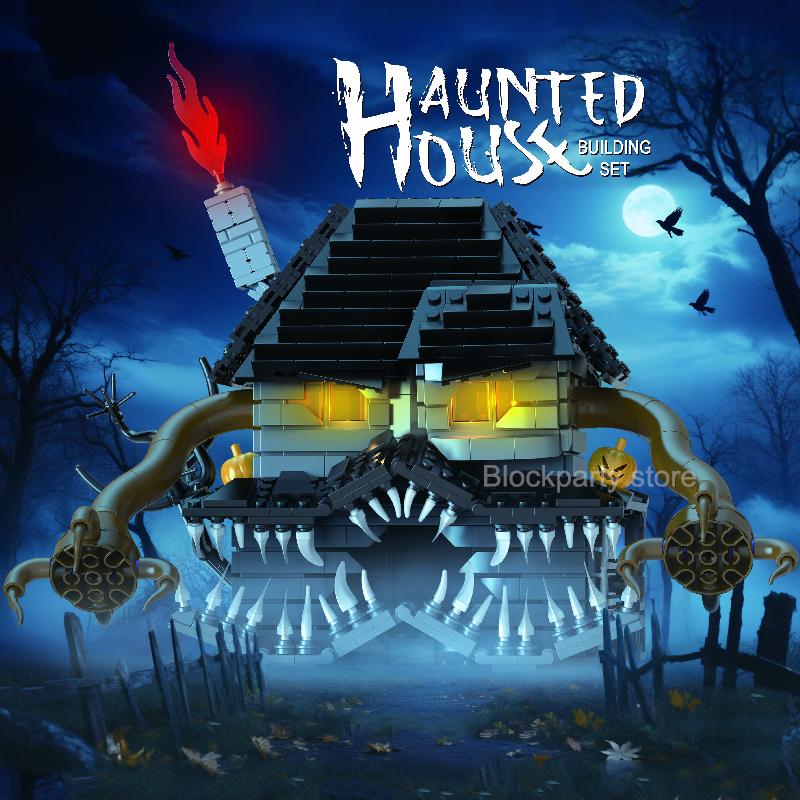 Professional Fishing Boys 1025Pcs Monster House Building Blocks Moc Bricks Model Building Haunted House Halloween Toys For Girls
