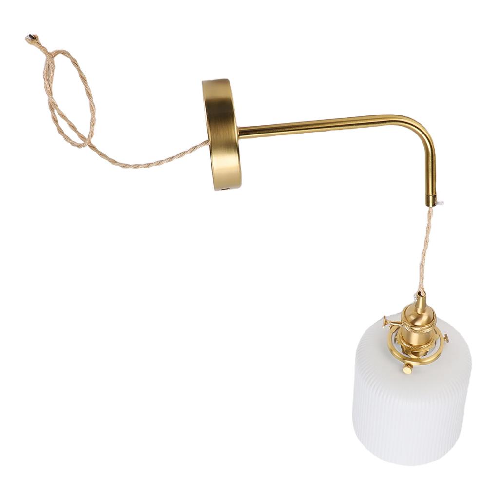 Wall Sconce Gold Brass Dimmable Bulb Frosted Finish Ceramic Lampshade Wall Light Fixture for Bedroom