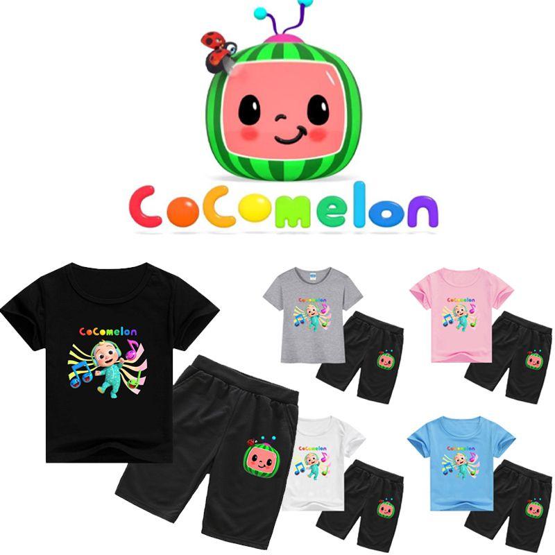 Kids Cocomelon Short Sleeve Tshirt Shorts Boys Girls 2pcs Tops Pants Set Casual