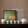 Huang Ru Kiln Travel Tea Set One Pot Four Cups Outdoor Portable Ceramic Tea Pot Teacup Teachers' Day Gift