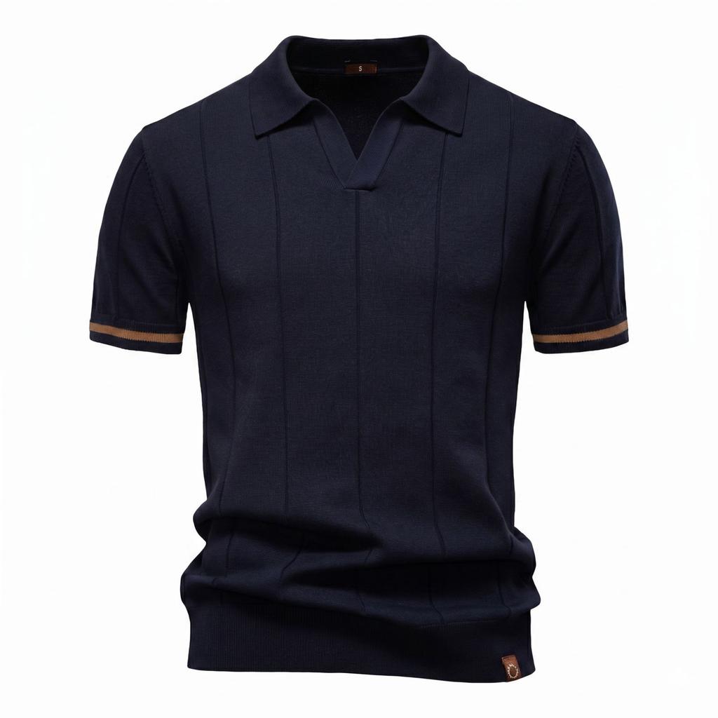 Men's Knitted Polo Shirt, Business Casual Short Sleeve Turn-Down Collar Polo Top Short Sleeve Turn-Down Collar Sweater Polo Tee for Spring Summer