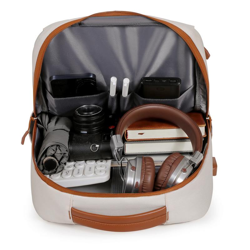 Schoolbag New Simple Business Backpack USB Charging Large Capacity Computer Bag Contrasting Color Commuter Multifunctional Backpack Wholesale