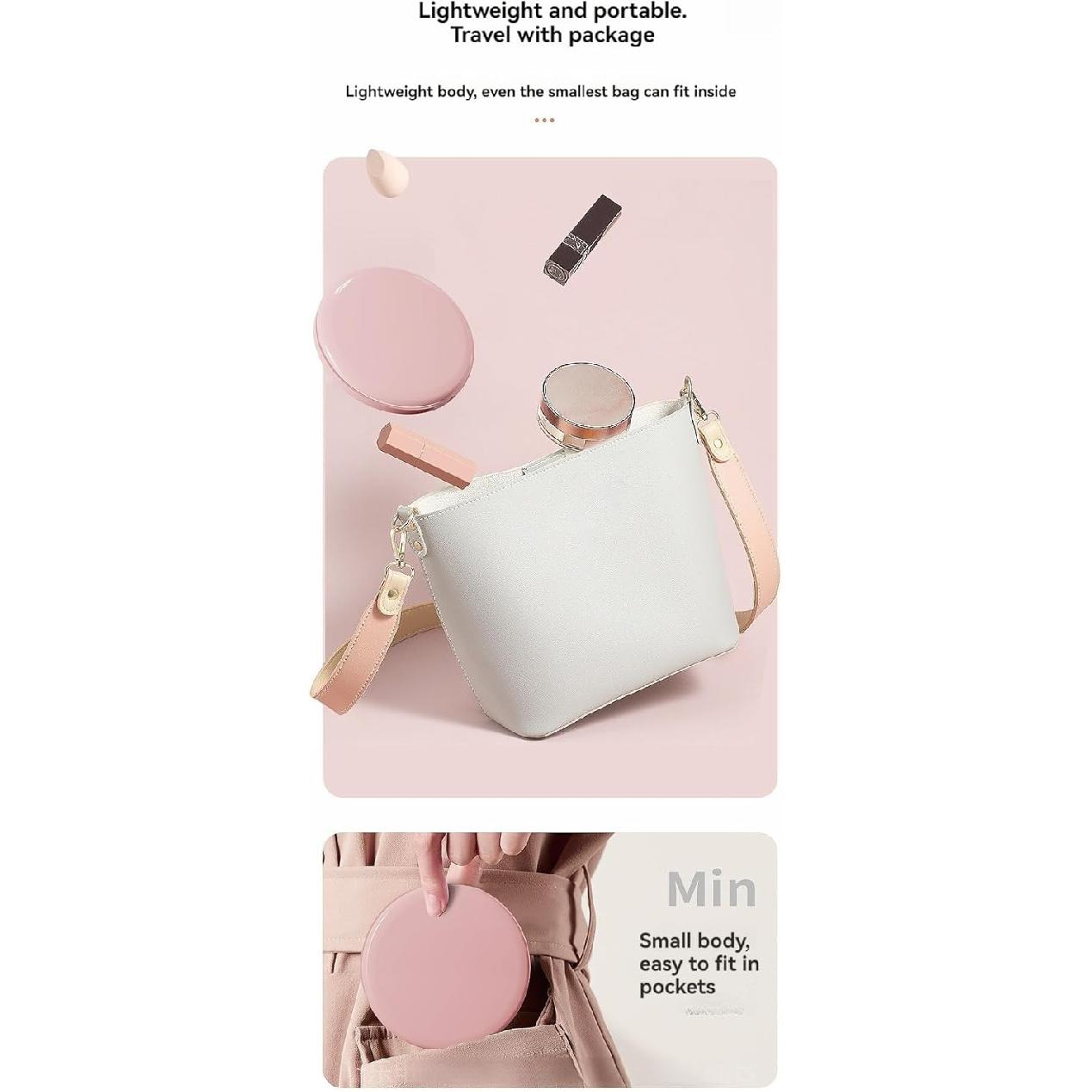 

Зеркало для макияжа Складное Ультратонкое Портативное Светодиодное Превосходное HD Увеличивающее Долговечный Заряд Мягкое Освещение (Розовый [Двустороннее зеркало~одна сторона 2-кратное зеркало])