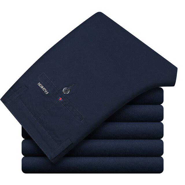 

Чоловічі ділові повсякденні брюки Класичний стиль Stretch Regular Fit Брендові штани Сірі Темно-сині Хакі Чорні 46 королівський синій колір