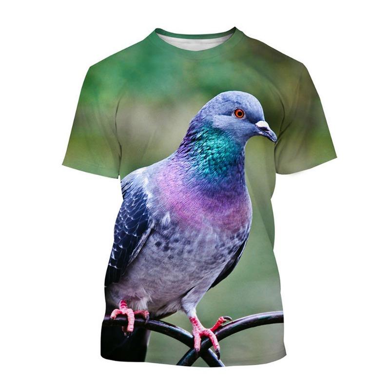 Magliette 3D con Stampa di Piccioni Animali Uccelli Moda Uomo Donna Manica Corta Streetwear Magliette Oversize Abbigliamento