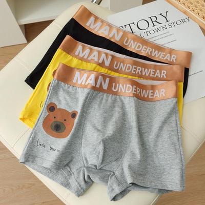 Men's Cartoon Cotton Boxer Briefs - Mid-Waist, Breathable, Trendy, Loose Fit