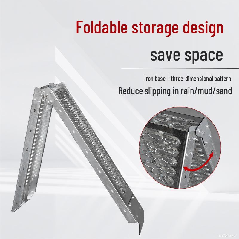 Folding Motorcycle Trailer Ramp with Ladder Steps