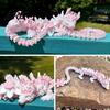 Collectible Dragon Toy 3D Printed Cherry Blossom Toy, Articulated Flower Figurine, PLA Posable Movable Joints Mythical Creature Model for Desk Decor,