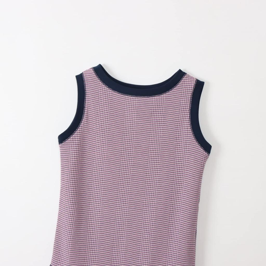 Tank Top Round Neck Sleeveless Border Shirt Casual Grayish Purple L [Champion] Women's CW-X326