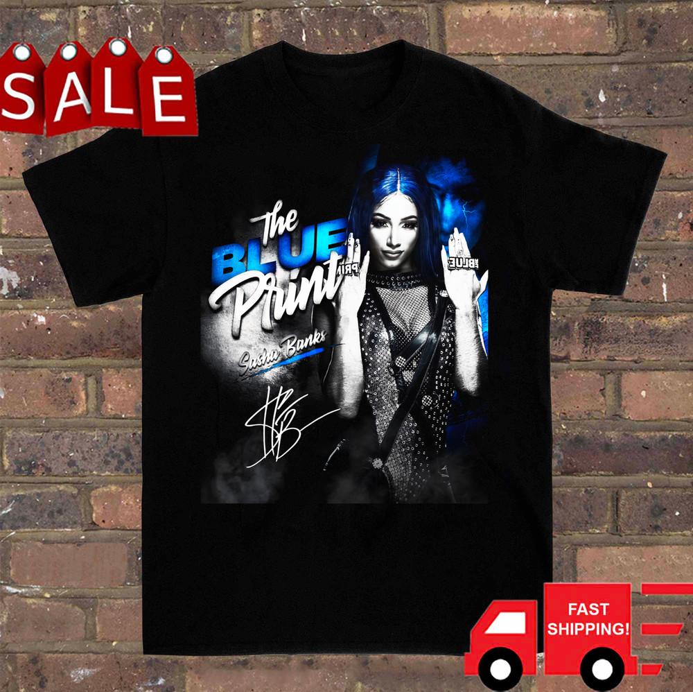 Das Blue Print Sasha Banks Shirt Kurzarm Schwarz Unisex Größe S-5XL ND1225 Unisex T-Shirt