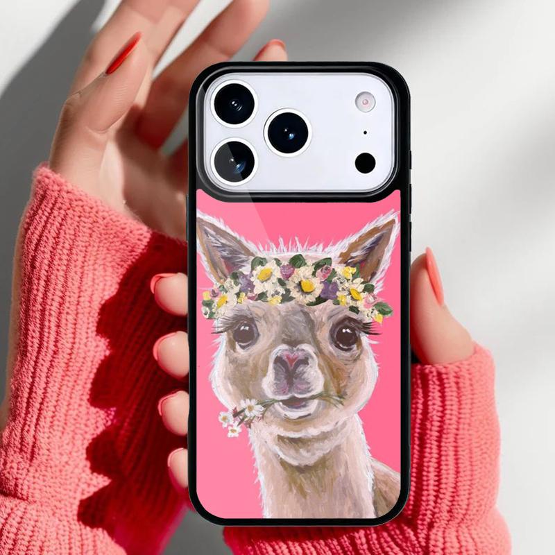 Llama Alpaca pattern Phone Case for iPhone 17 16 15 14 13 Pro Max Back Cover for 12 11 Pro Coque