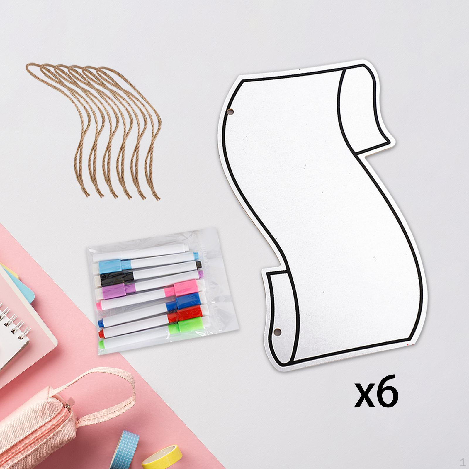 

6 штук доски для ответов с сухим стиранием с веревками, многофункциональный портативный обучающий инструмент White 23.8x13cm