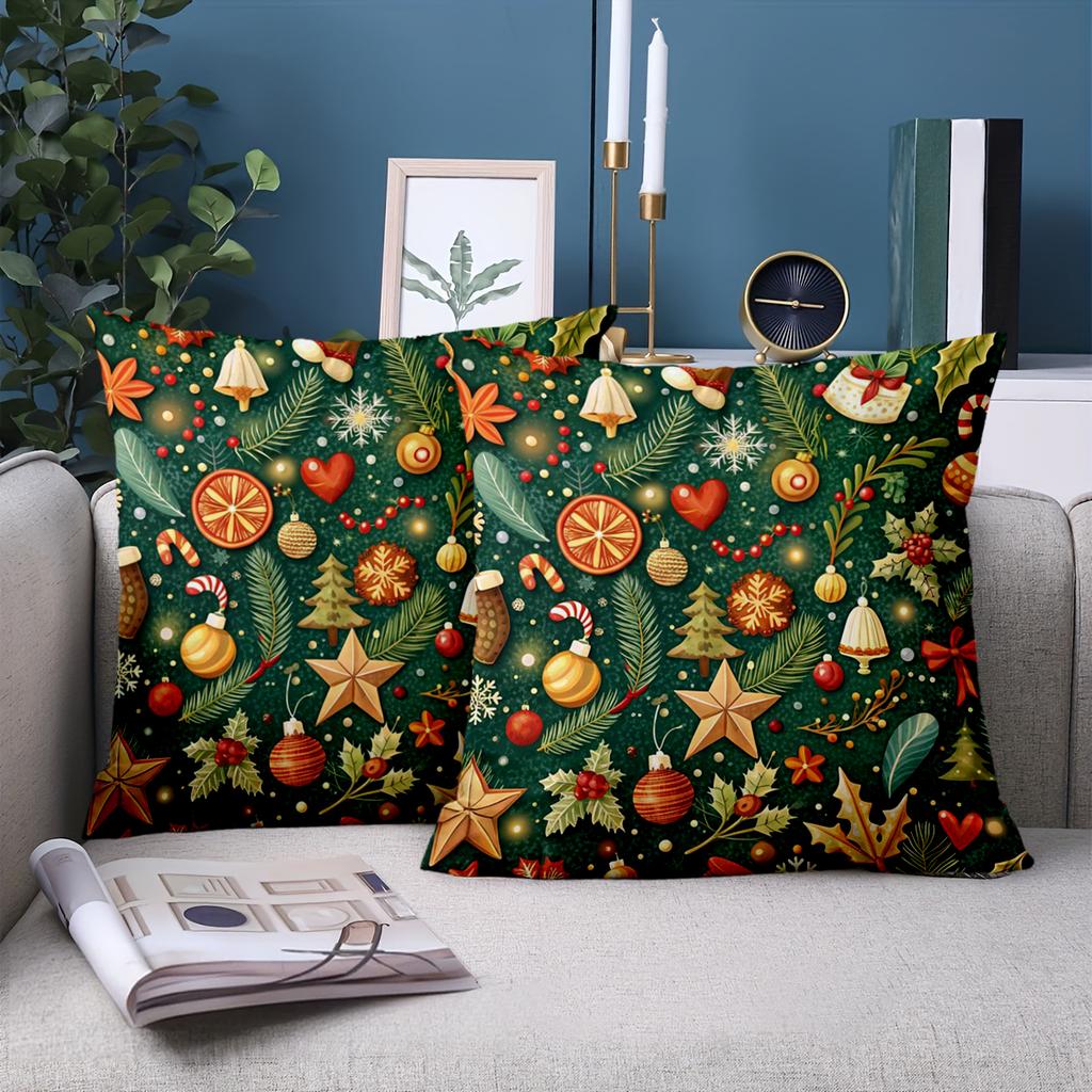 1 pieces-2D flat printing Christmas Patterned Throw Pillows Decorative Cushions Polyester pillowcase sofa decorative cushion cov