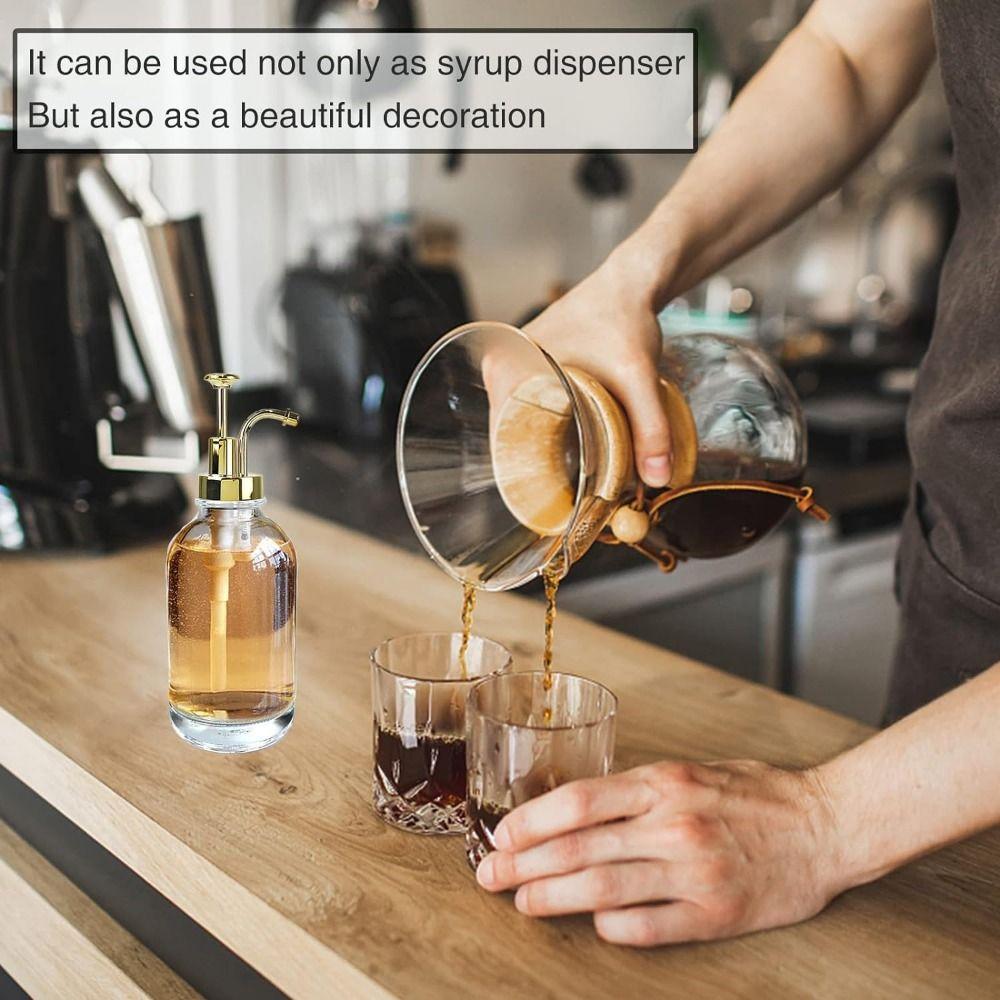 Clear Glass Syrup Bottle Precise Dispensing Coffee Bar Accessories Hand Soap Dispenser  Maple