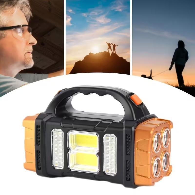 Solar-Powered Portable Light USB-Rechargeable Multi-Function Handheld Torch Ideal for Fishing and Camping Emergency Outdoor Work Light