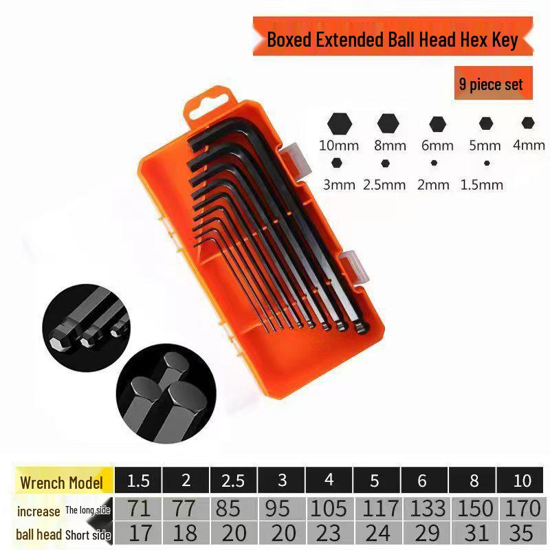 German Hexagonal High-Hardness 9-Piece Allen Wrench and Screwdriver Set