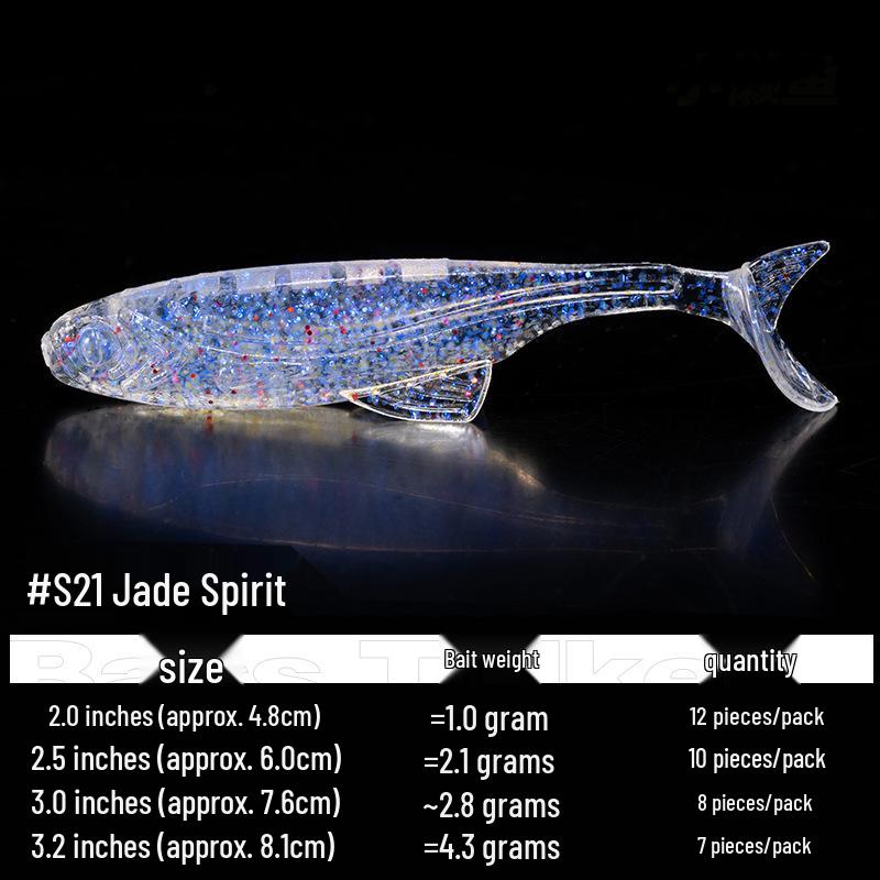 Floating Soft Bait T-Tail Lure with Lead Head Hook for Bass and Mandarin Fish Fishing Rig