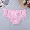 Men's Sexy Lingerie Shiny Ruffled Frilly Sissy Bikini Briefs Thong Panties Underwear Satin Shorts