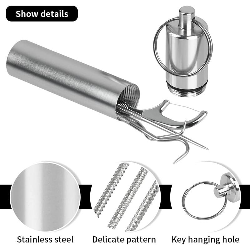 Stainless Steel Toothpick Set Metal Flossing Tools With Portable Toothpick Holder Outdoor Household Travel Seal Storage