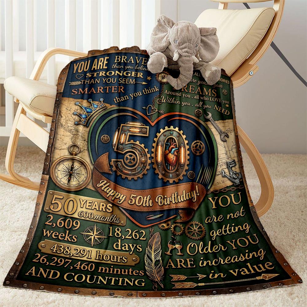 50th Anniversary Celebration Flannel Blanket-Soft and Suitable for Sofas,Beds,Offices,Travel,All Seasons,Great Gift for Holidays and Birthdays.