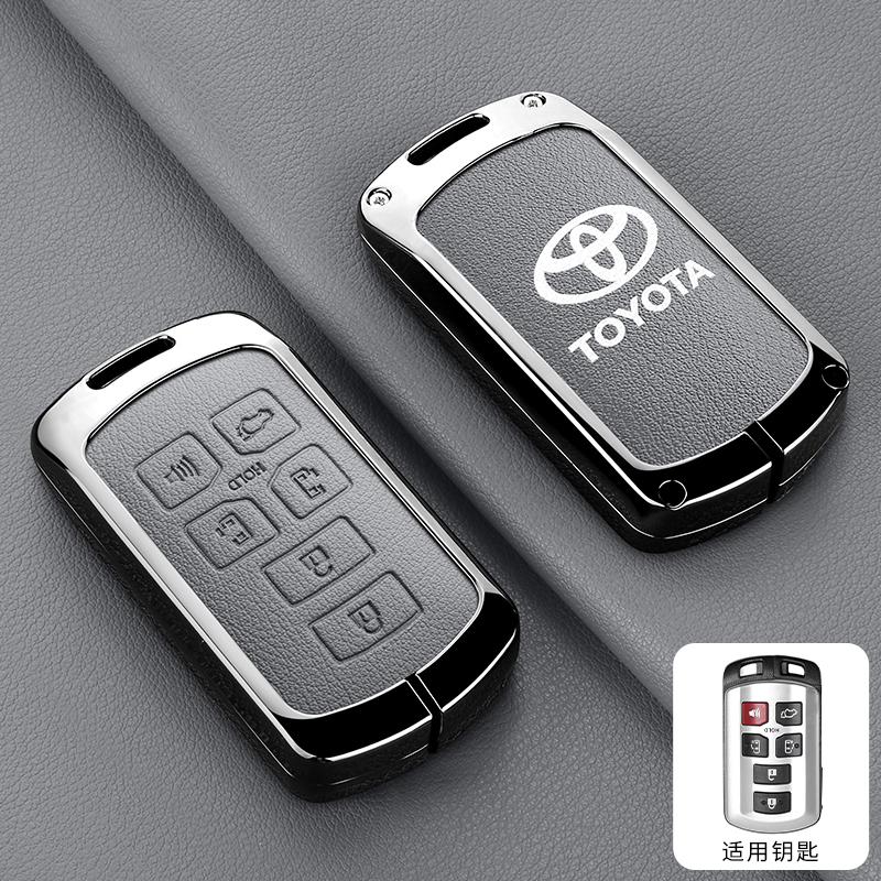 Alloy Leather Car Smart Remote Key Case Cover Bag For Toyota Sienna Se Tacom 2015 2016 2017 2018 2019 2020 Keychain Accessories