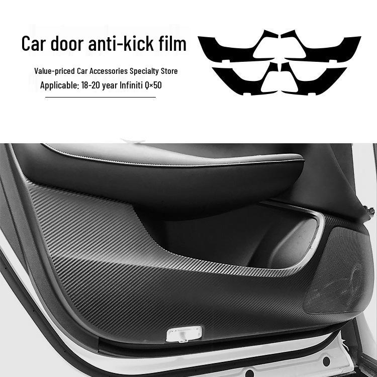 18-20 Infiniti QX50 Wnętrze Naklejka z włókna węglowego odporna na zarysowania na drzwi