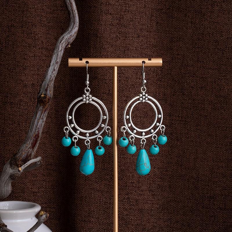 Tibetan Ethnic Bohemian Tassel Turquoise Earrings