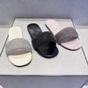CHENGMEIZU Summer New Flat-bottomed Rhinestone One-word Sandals and Outer Slippers Women