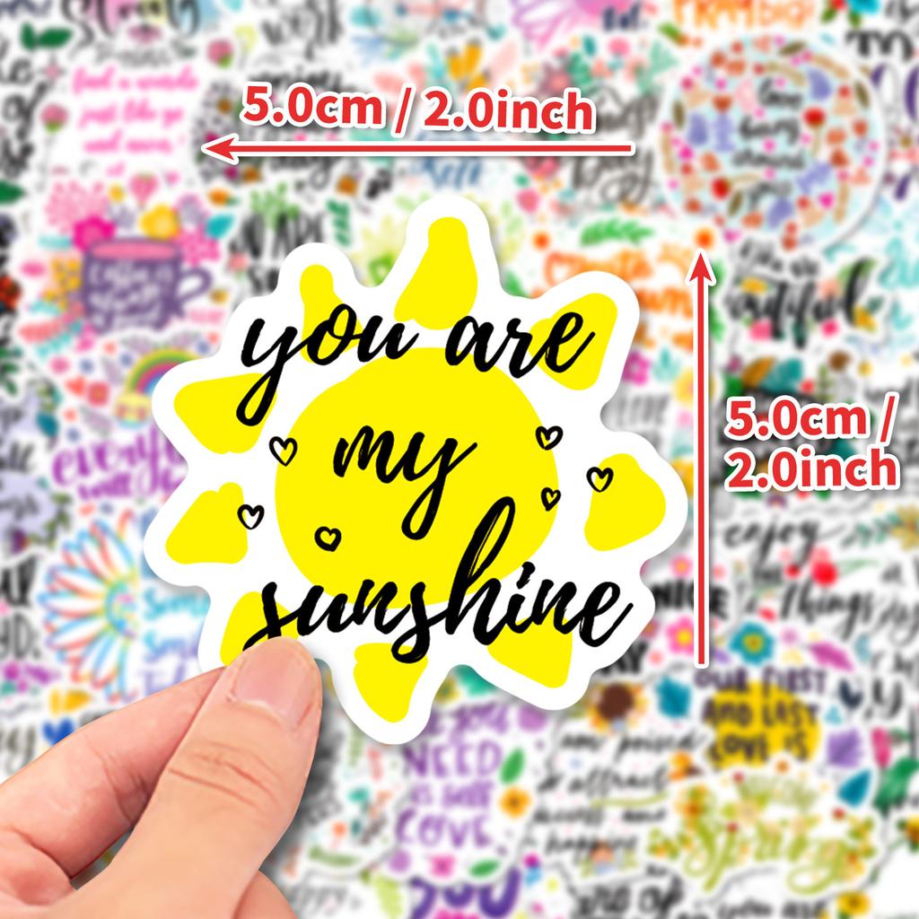 50 Inspirational Text-On-Video English Slogans Color Flowers Inspirational English Phrases Doodle Personality Stickers