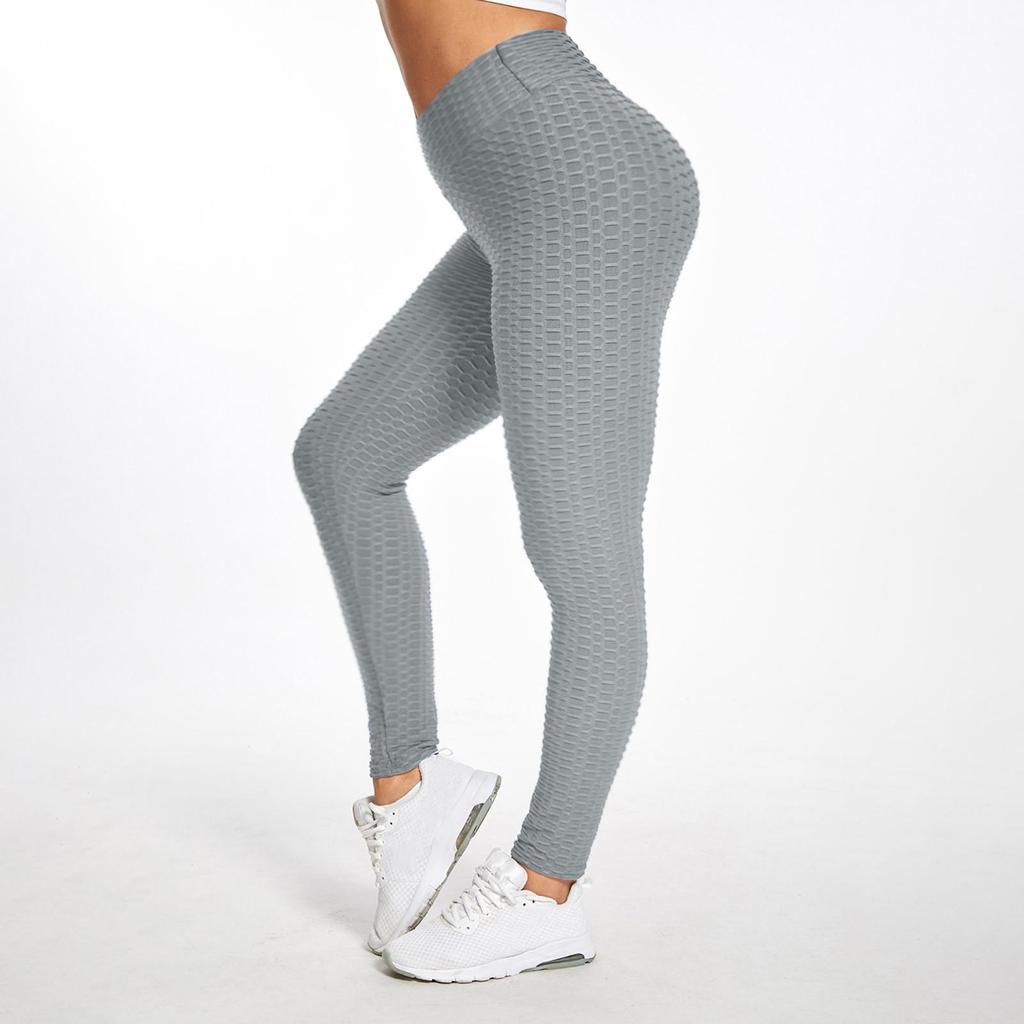 Europäische Schnelltrocknende Karierte Fitness-Yogahose, Po-Hebendes Blasen-Design, Damen Mehrfarbige Lange Freizeithose