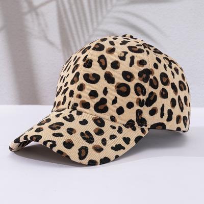 Leopard Hat Women's Autumn and Winter Corduroy Baseball Cap Warmth Preservation Sunscreen Hat Cap Hard Top Men