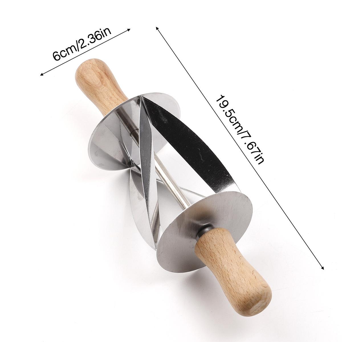 Stainless Steel Wooden Handle for Making Croissant Bread Dough Pastry Rolling Cutter Fondant Strip Ribbon Cutter Kitchen Tools