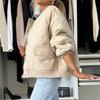 Dames Oversized Baseballjack met Zilveren Knopen, Casual Varsity Stijl Bovenkleding