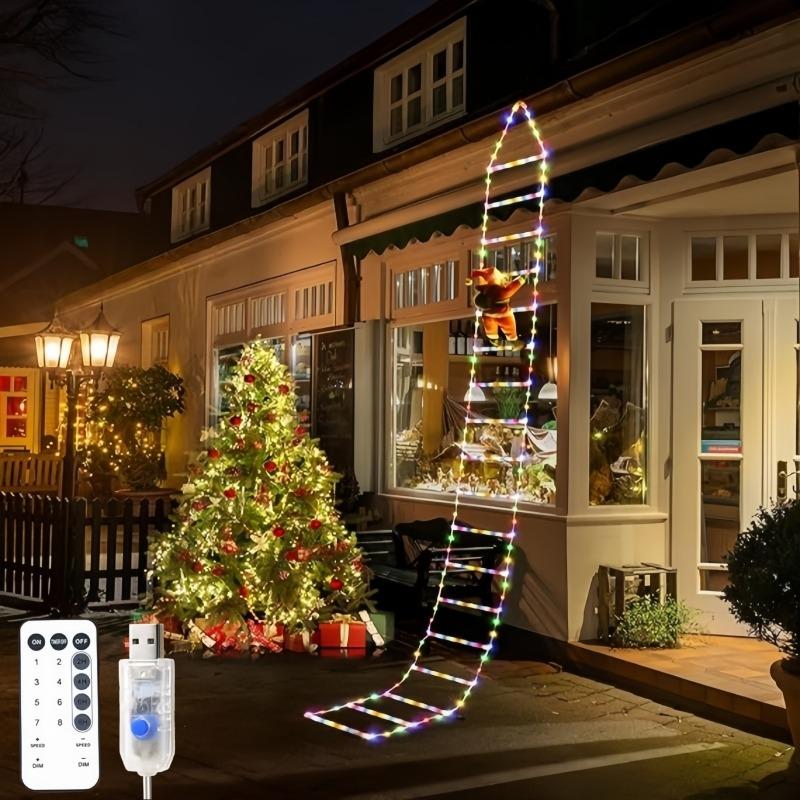 1.5/3M Christmas Decoration Led Santa Claus Climbing Ladder Light Usb Plug 8 Flashing Modes Suitable Household Xmas Tree Wall Window