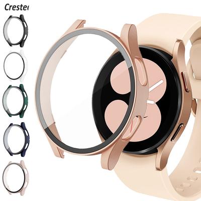 Glass+Case for Samsung Galaxy Watch 4 44mm 40mm Accessories PC All-around Anti-fall Bumper cover+Screen Protector Galaxy Watch 5