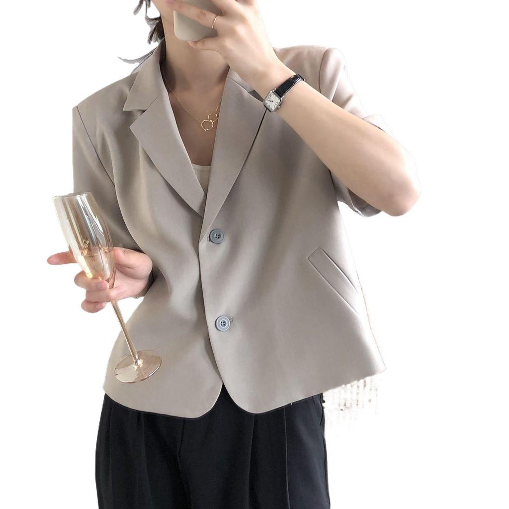 Trendy Women's Short Sleeve Summer Blazer 2025 - Thin Korean Style Casual Jacket