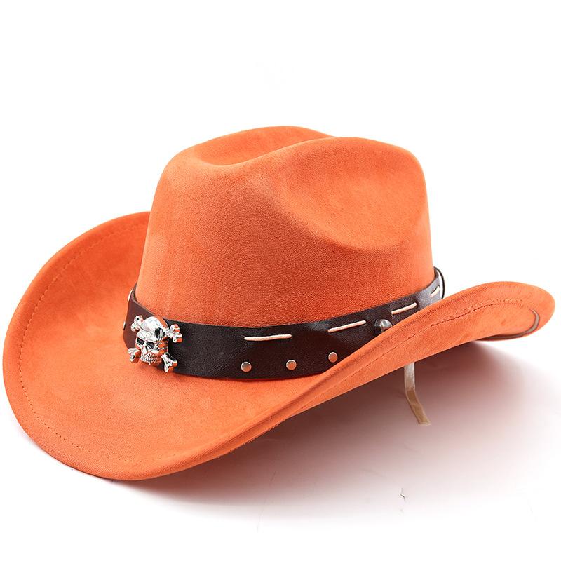 Punk Style Autumn and Winter Men's and Women's Soft Suede Cowboy Hats Big Edge Top Hat Jazz Hat Knight Hat