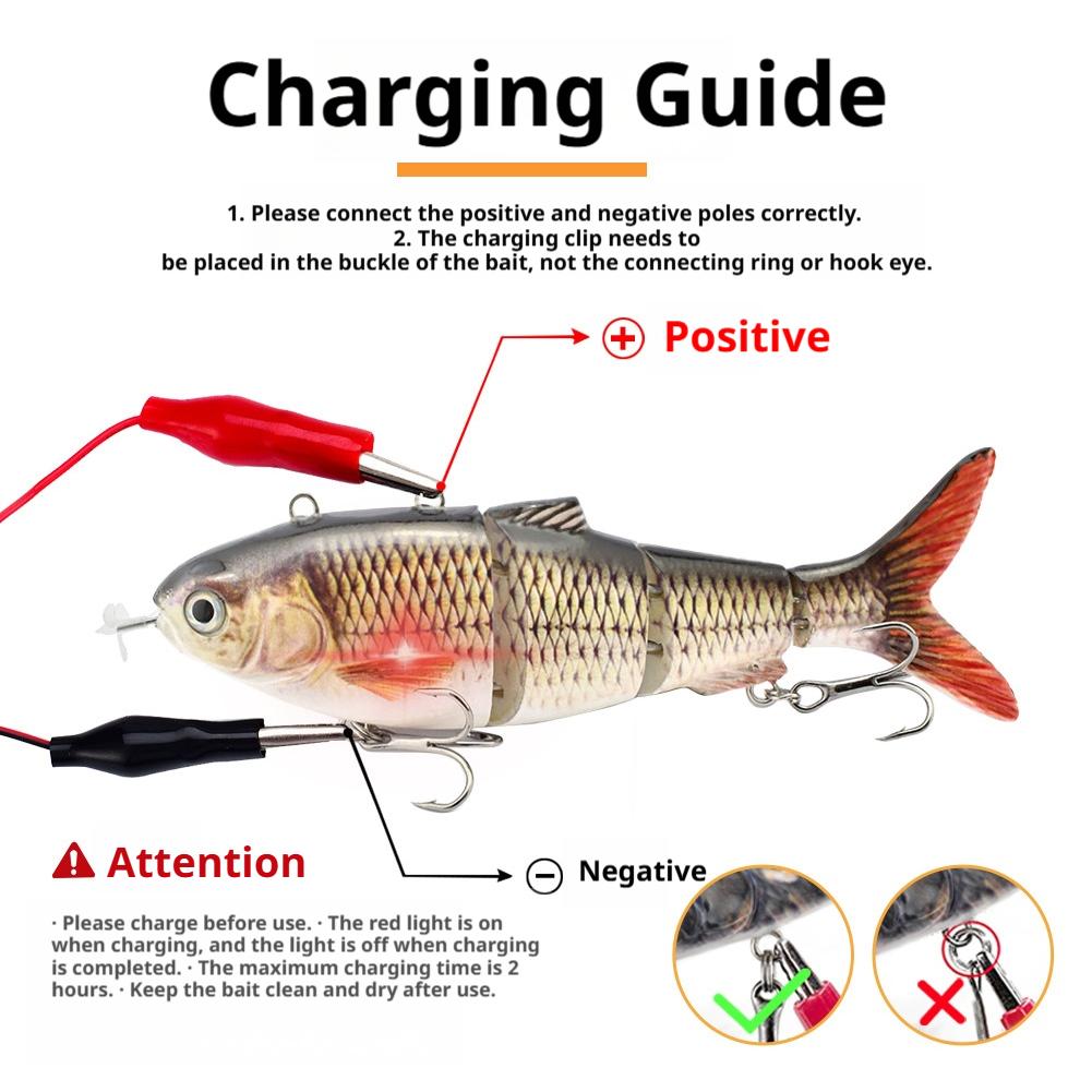 Automatische Swimbait Angelköder 13cm 4-Segment Mehrgelenkiger Köder Elektrischer Robotischer Angelköder Auto USB Wiederaufladbar Pesca