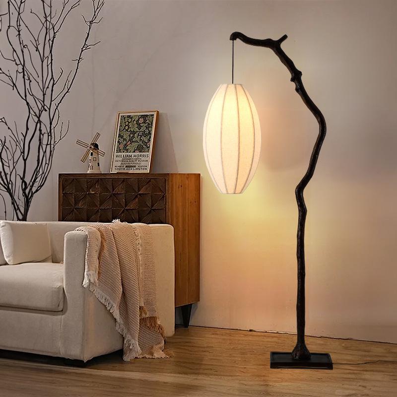 Brand New Zen Retro Wabi-Sabi Fabric Lantern Floor Lamp for Living Room & Tea Room Atmosphere