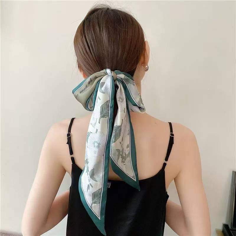 Classic French Silk Scarf: Retro Headband & Hair Ribbon for Women