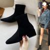 Skinny boots Chelsea high-heeled short boots women's shoes 2025 new spring and autumn single shoes thick heel large size 41-42