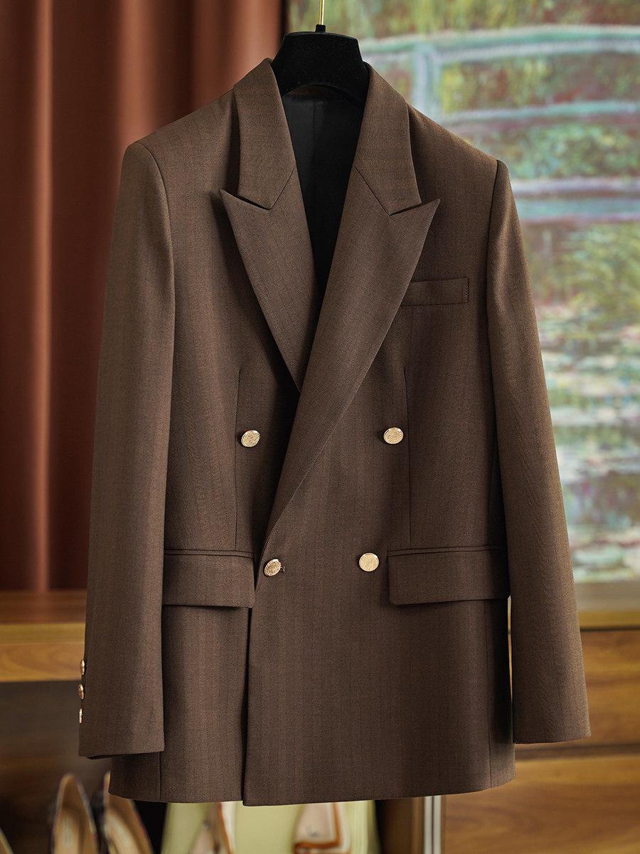 

Новый женский двубортный полосатый костюм на осень - Предпродажа Small