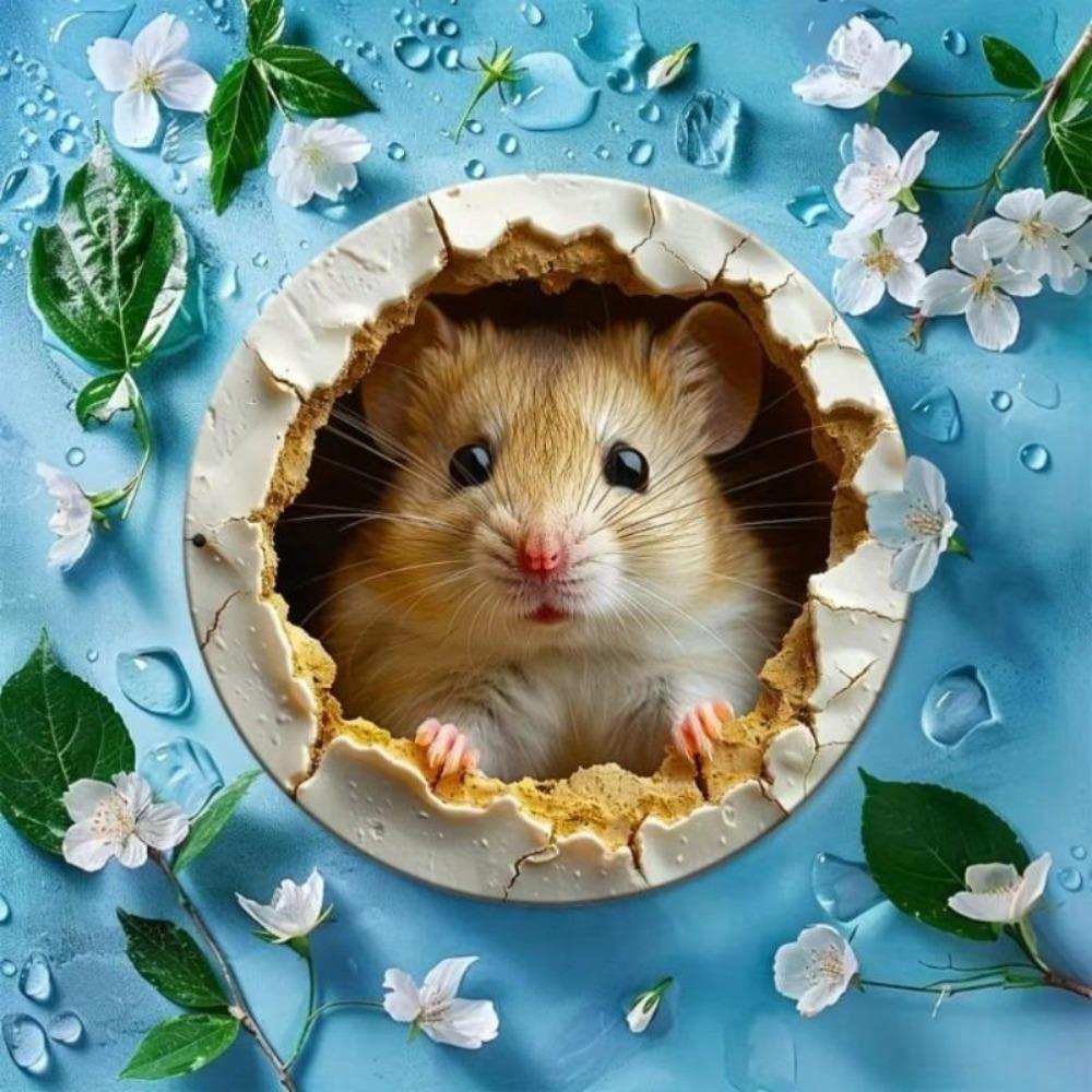 Mouse In Hole Metal Tin Sign 8x8 Inch Waterproof Iron Wall Art For Halloween Home Decor