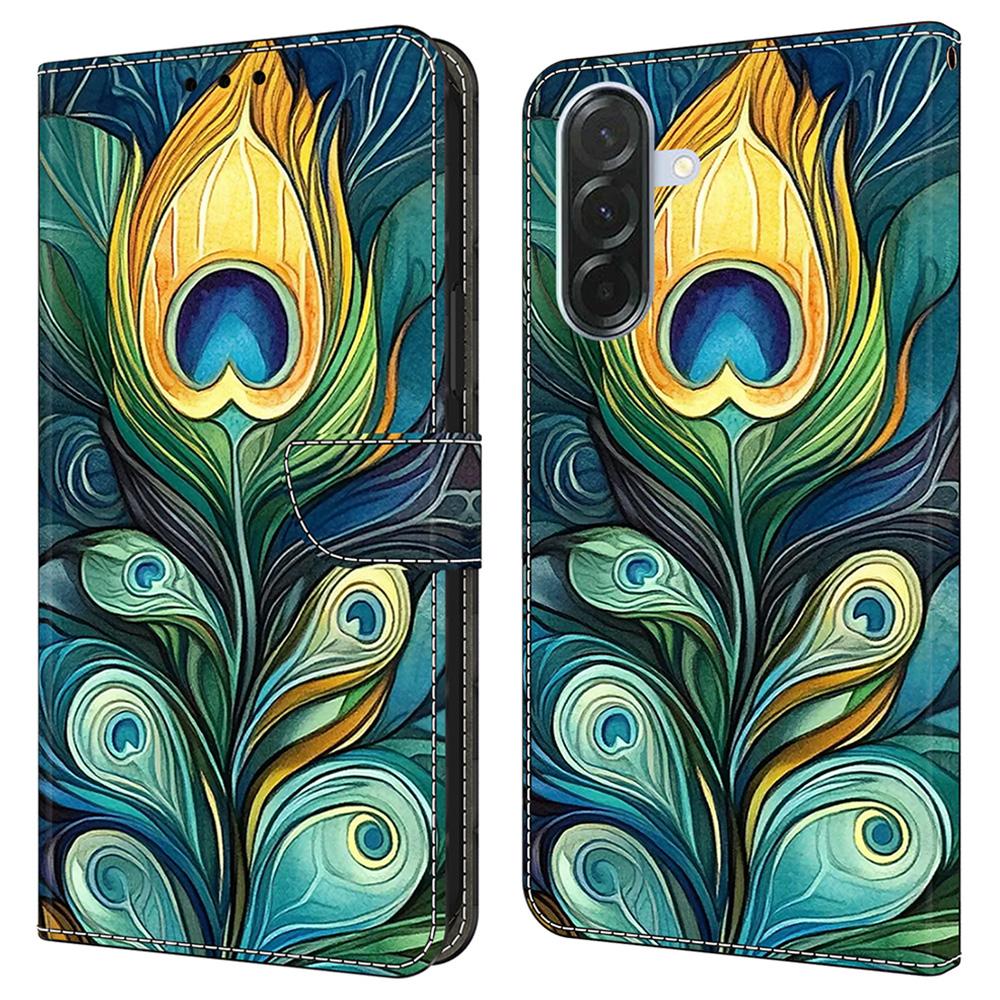 Kožené pouzdro pro Samsung Galaxy A16 5G/4G s potiskem vzoru, peněženkou a stojánkem, flipový kryt na telefon