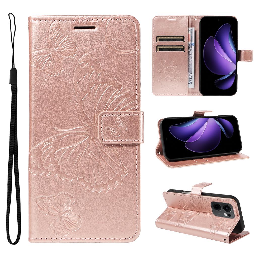 For Oppo Reno13 F 5G Lommebokdeksel Blomst Sommerfugl Trykt Lær Telefondeksel Støtte