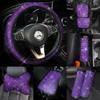 Bling Crystal Purple Auto Car Steering Wheel Covers Handbrake Gear Cover Seat Belt Shoulder Headrest Pad Car Interior